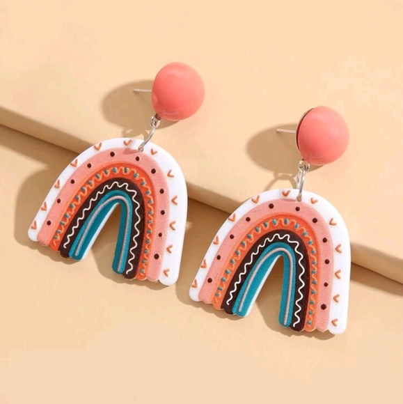 Acrylic rainbow earrings - Picture 2 of 5